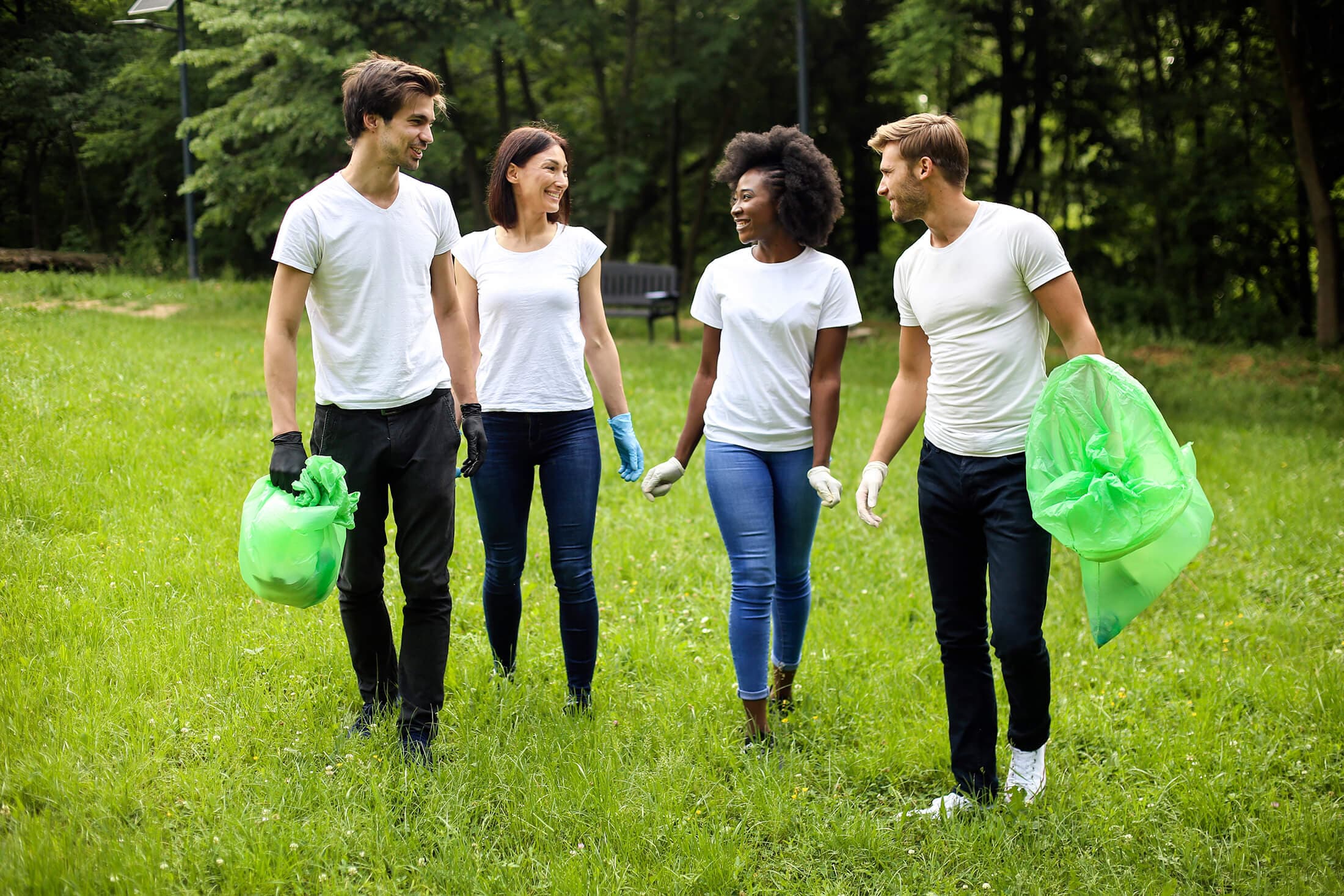 group of people doing volunteer cleaning work