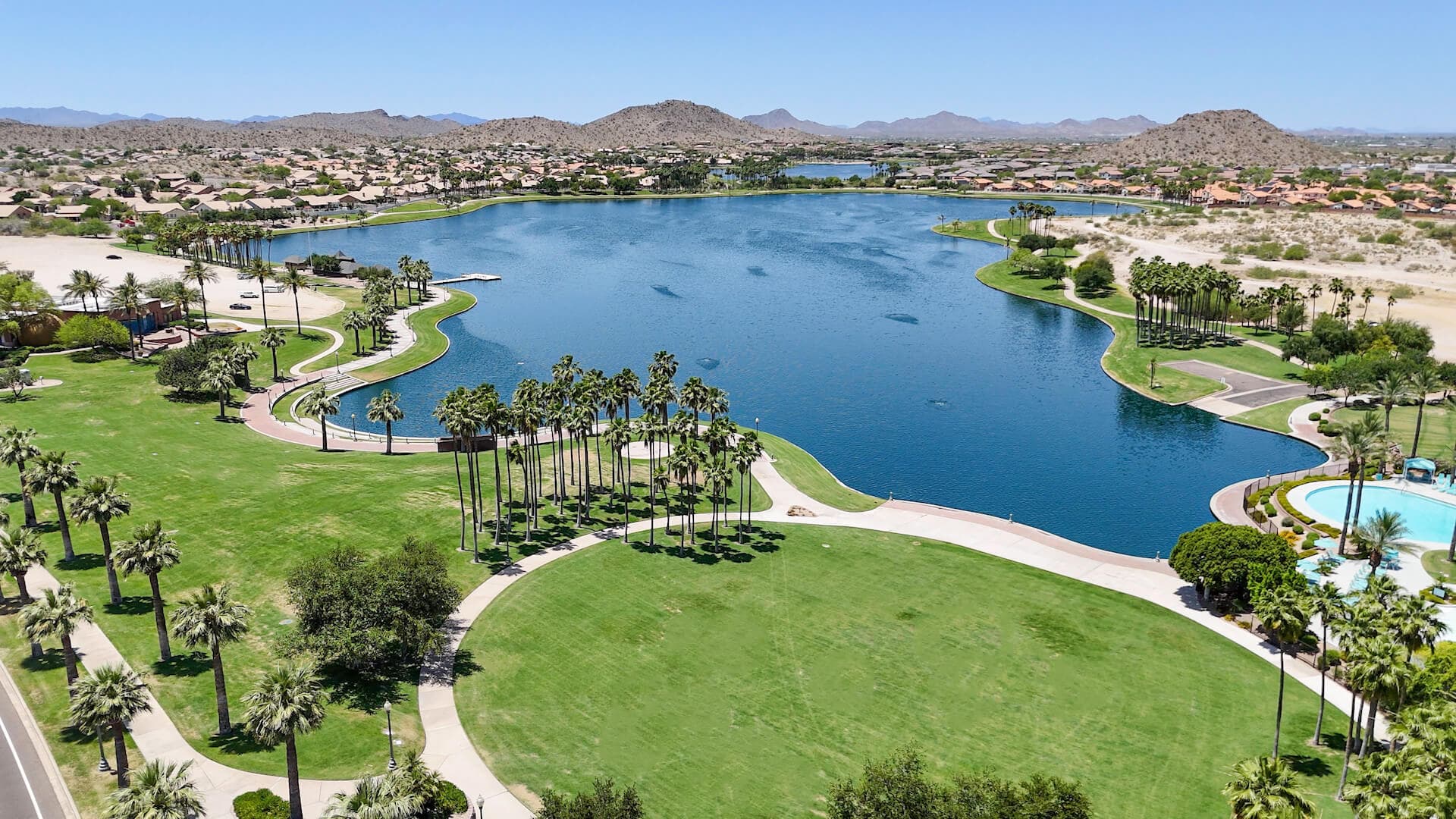Landscape of Goodyear with greenery and water view