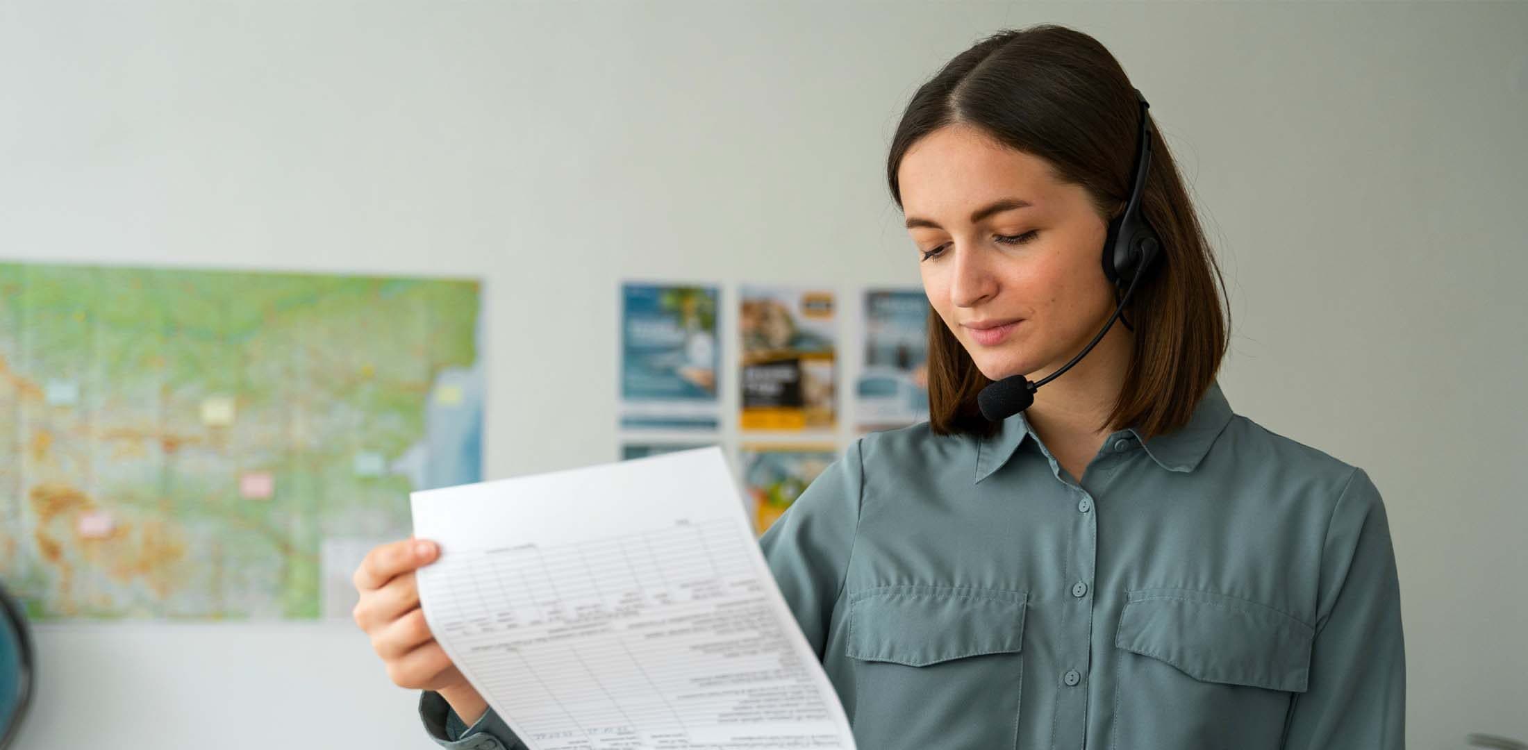 Student checking the paper on a clipboard